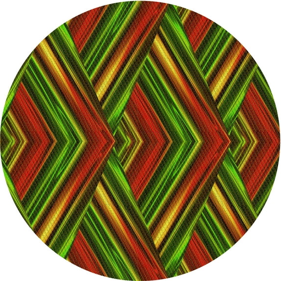 Ahgly Company Machine Washable Indoor Round Transitional Saffron Red Area Rugs, 5' Round