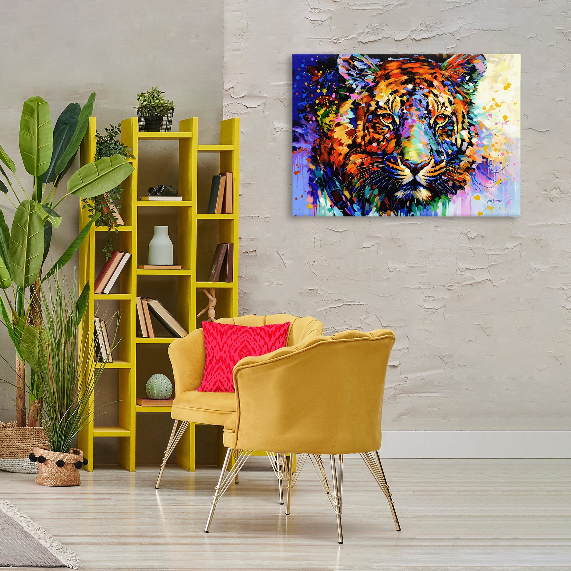 Stupell Industries Tiger's Wild Wonder Animals & Insects Painting Gallery Wrapped Canvas Art Print Wall Art, 36 x 24