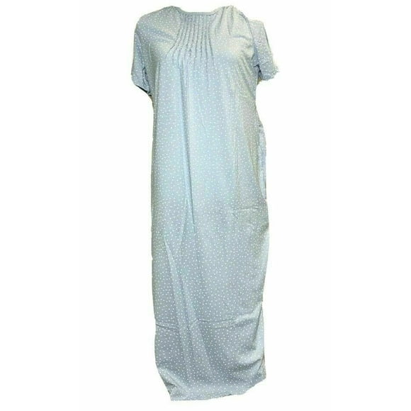 Claudel Chemise de Nuit Adaptative pour Femmes, Hôpital, Bleu Ondulé Polka Dot, P/M