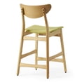 thumbnail image 3 of Zily Counter Height Chairs Set of 2, Green Seat, Natural Brown Wood, 3 of 3