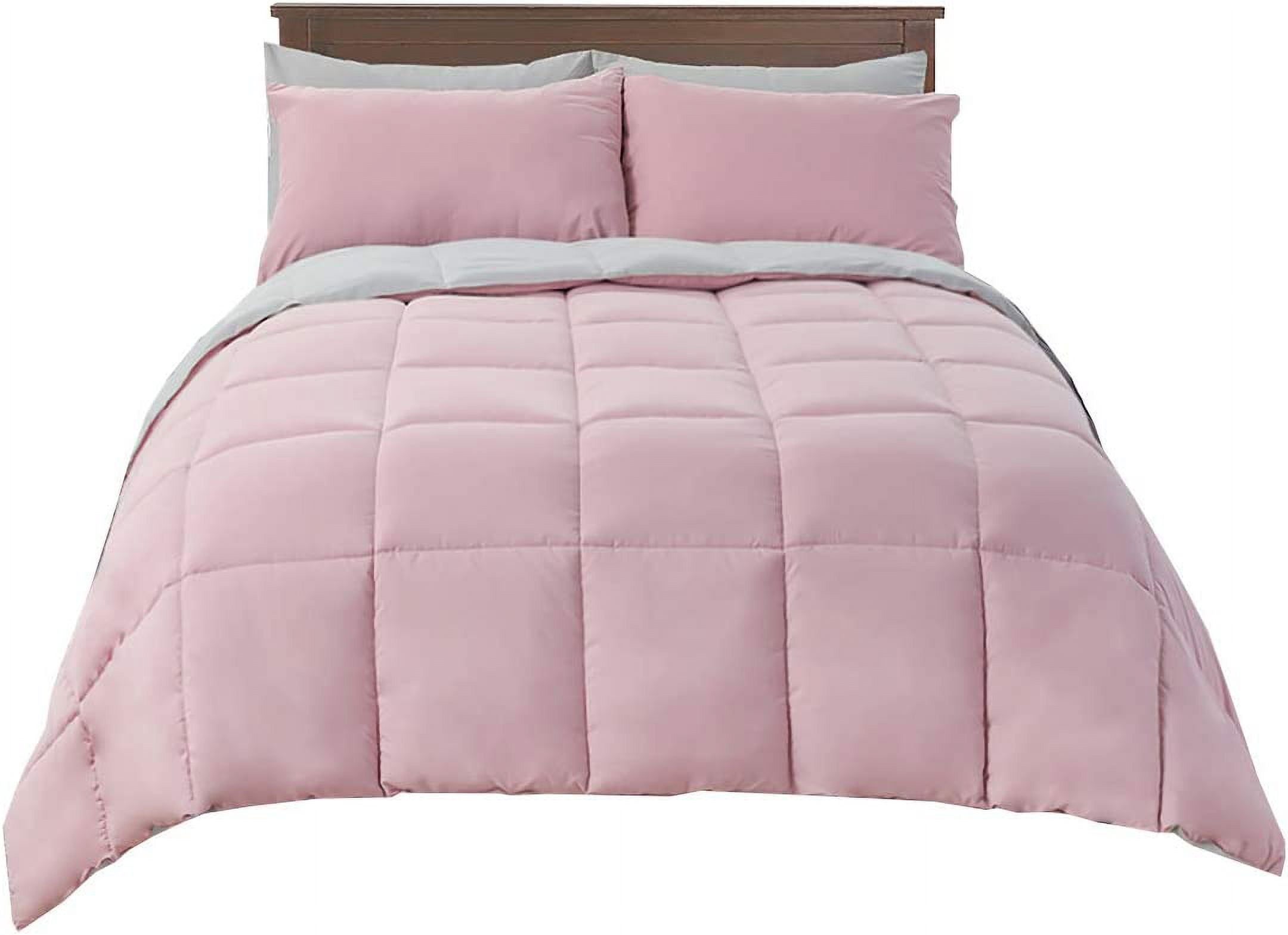 Sheetsnthings Reversible Down Alternative Comforter, Medium Warmth (49-Ounces of Fill) Oversized King Blanket, Blush-Grey