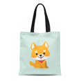 thumbnail image 1 of POGLIP Sac Fourre-Tout en Toile Visage de Chien Shiba Inu Mignon, Sac d'Épicerie Réutilisable Durable, 1 of 1