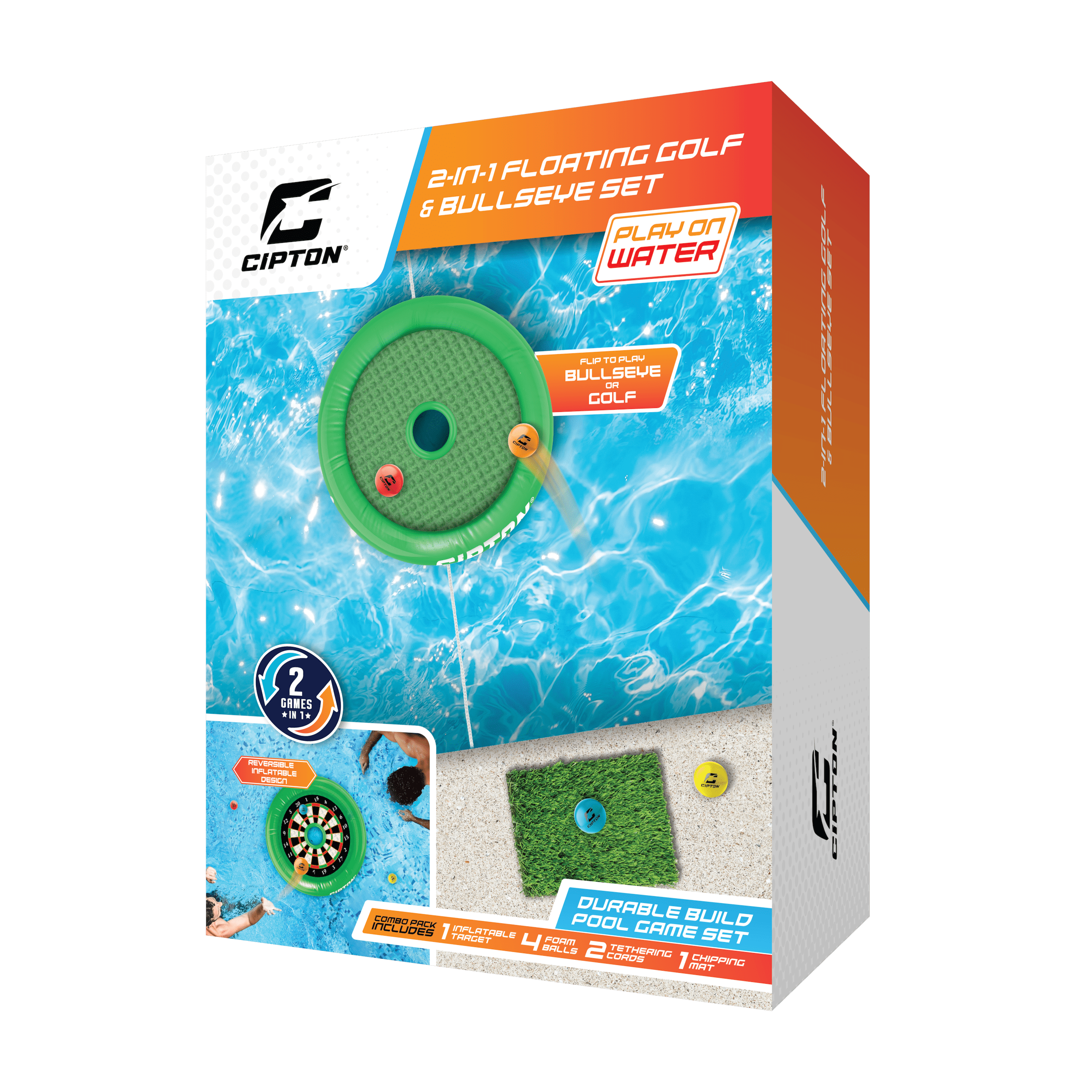 Cipton 35-inch Inflatable Pool Cornhole Set Toss Games for Kids and Adults Including Other Pool Games