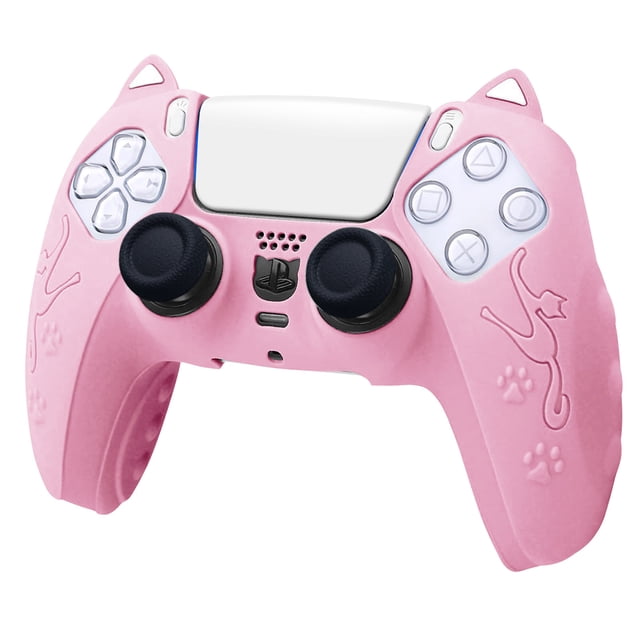 Cute Cartoon Cat PS5 Controller Silicone Case - Anti-Slip Anti-Scratch Shockproof Protective Cover for Sony PlayStation 5 DualSense Wireless Controller