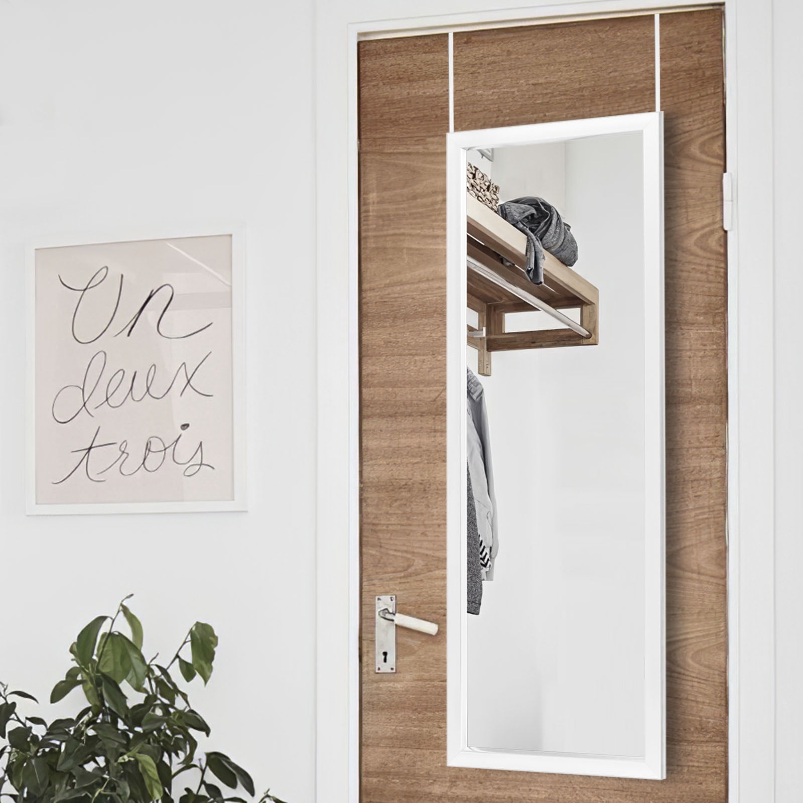 Door Mirror Wall-Mounted Mirror Full Length Mirror,for Living Room Bedroom,43"*18",White