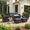 Brown-Navy Blue, variant on LayinSun 7 Pieces Patio Outdoor Conversation Set, Wicker Furniture Set with Swivel Chairs and Fire Pit Table 7-Seat