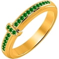 thumbnail image 2 of 925 Sterling Silver Yellow Gold Plated Emerald Beautiful Cross Band Ring Women Christmas Gift, 2 of 2