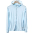 thumbnail image 2 of Kmbangi Female Solid Color Long Sleeve Hooded Tops Jacket with Zipper Pockets, 2 of 4