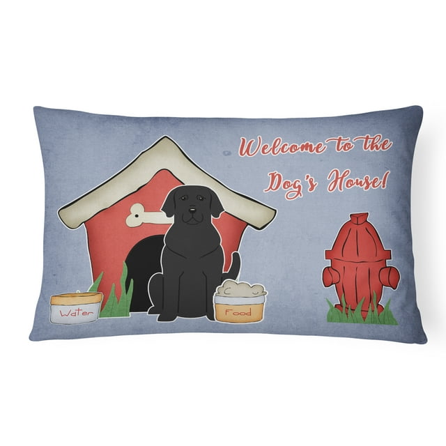 Carolines Treasures BB2811PW1216 Dog House Collection Black Labrador Canvas Fabric Decorative Pillow
