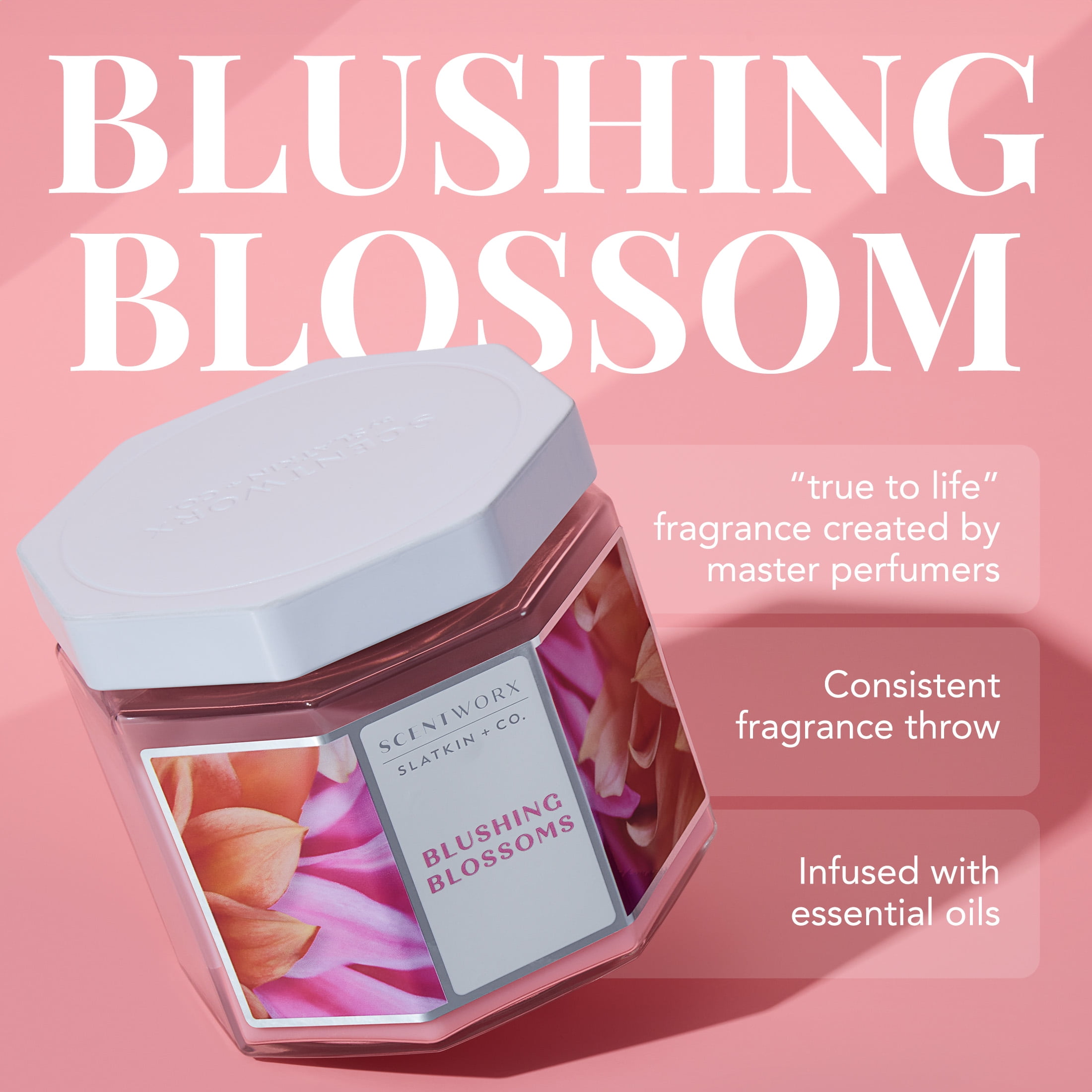 Scentworx 14.5 oz Blushing Blossoms 3-Wick Jar Candle by Slatkin & Co