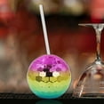 thumbnail image 4 of Yesbay 1 Set 600ML Spherical Straw Cup Glitter Flash Plating Disco Ball Light All-Purpose Tumbler Cup Wine for KTV, 4 of 7