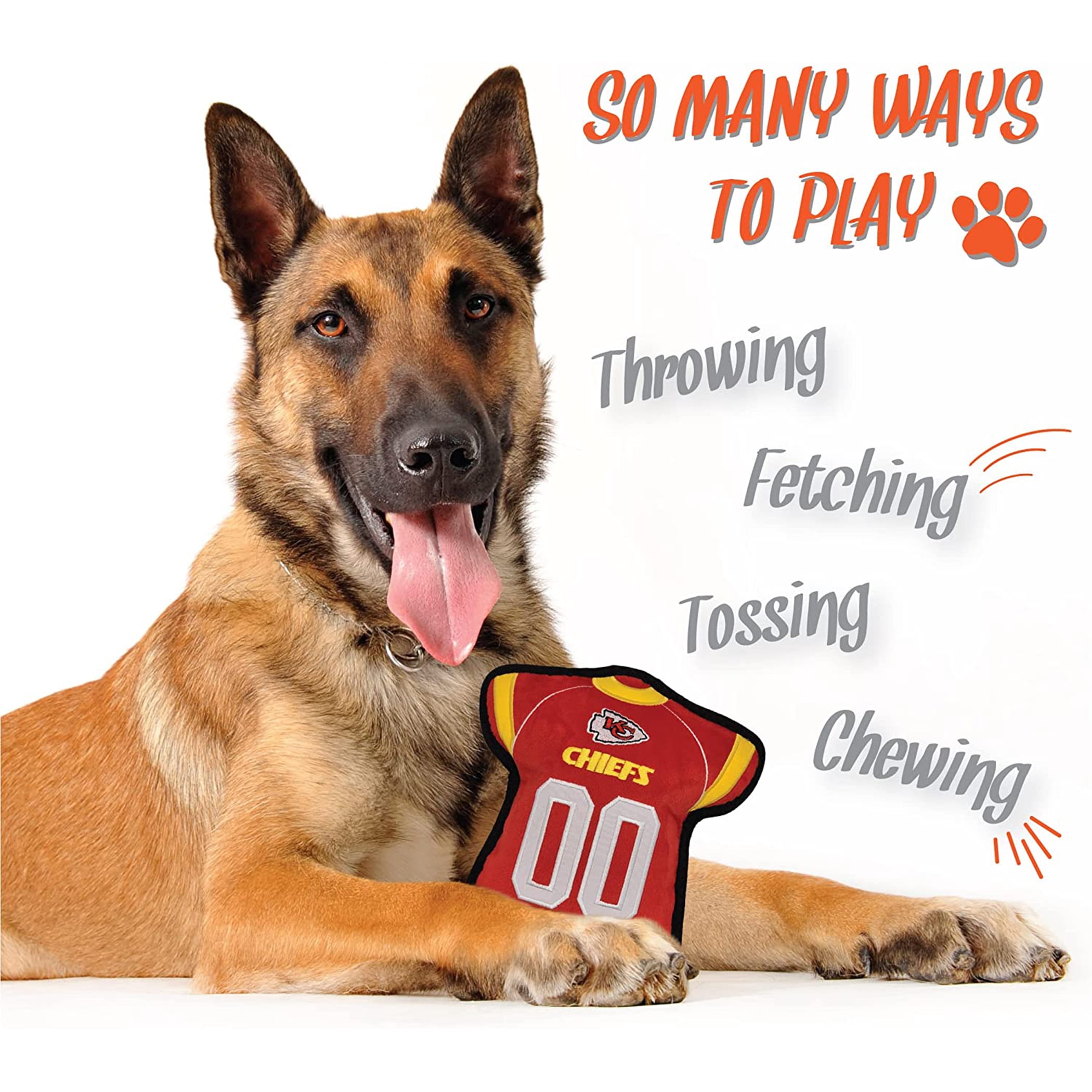 NFL Tough Jersey Pet Dog Toy Premium Quality with Built-in Squeaker Chew Toy