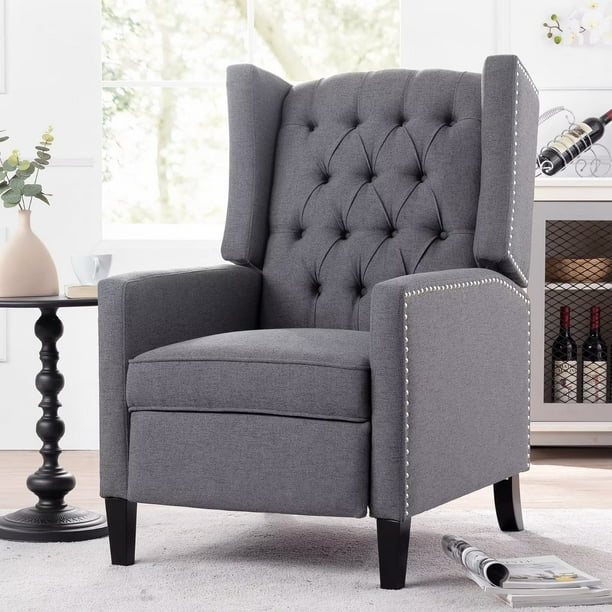 Wingback Recliner Chair, Upholstered Tufted Single Sofa Chair with ...