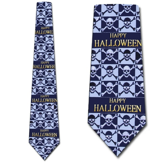 Skull and Cross Bone Halloween Necktie Mens Tie by
