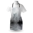thumbnail image 3 of Moon Apron Misty Air in the Ocean Monochrome Picture with Full Moon Natural Imagery, Unisex Kitchen Bib Apron with Adjustable Neck for Cooking Baking Gardening, Black Pale Grey White, by Ambesonne, 3 of 3