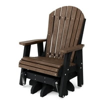 Wildridge Heritage Single Swivel Glider, Tudor Brown and Black - Outdoor Weather Resistant Recycled HDPE Glider for Porch, Patio, Deck