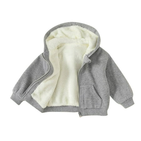 

Toddler Boy Girl Outerwear Coat Lined Solid Color Hooded Coats Comfy Loose Windproof Overcoat Jackets with Pockets Grey 6-7 Years