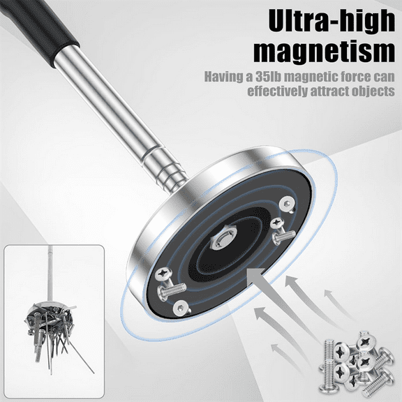 35LB Magnetic Sweeper Telescoping Pick-Up Tool,Screws Parts Finder,Retractable Handle 8.3 to 33 Inch Pick Up Nails Screw,1 * magnetic sweeper
