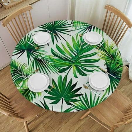 WERPE 100 ft Long Hawaii Palm Leaves Tablecloth Disposable Tropical Table Covers Aloha Tropical Palm Leaves Table Cloth for Birthday, Luau, Kitchen Dining Room Decoration 46-50