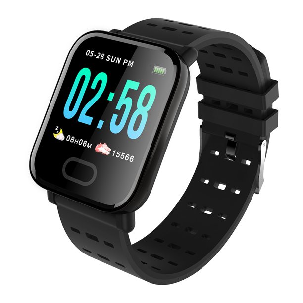 Pantalla OLED Reloj Impermeable Presión Arterial Frecuencia Cardíaca Recordatorio de Llamadas Reloj de Pulsera, Negro 1.3 Pulgadas Sweethay EL2937-01B
