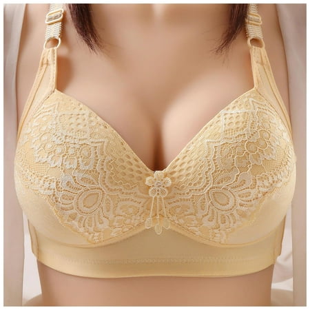 

Womens Breathable Comfort Bra Without Steel Ring Lace Push Up Bra Three Rows Of Buckle