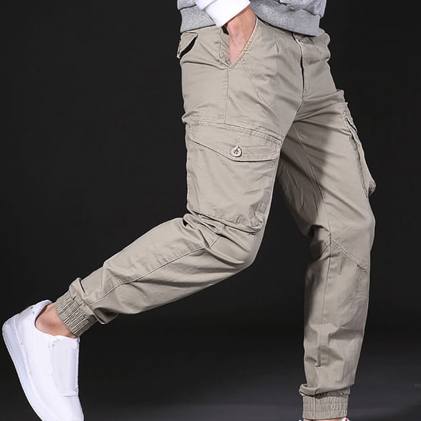 Pantalones largos para hombre, bolsillos laterales, pies pequeños, ajustados, largos, para hombre