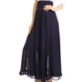 thumbnail image 4 of Sakkas Monola Long Tall Lace Embroidered Paneled Adjustable Waist Flare Skirt - Navy - XL, 4 of 5