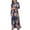 Blue, variant on Women's 3/4 Sleeve Gathered Waist Rose Floral Stretched Casual Maxi Dress with Hidden Side Pockets PINK L