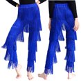 thumbnail image 1 of TiaoBug Womens Tassels Latin Dance Pants Ballroom Rumba Tango Salsa Practice Performance Pants Royal Blue XXL, 1 of 7