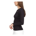 thumbnail image 3 of MICHAEL MICHAEL KORS Womens Black Cut Out Ribbed Ring Hardware Long Sleeve V Neck Top S, 3 of 4