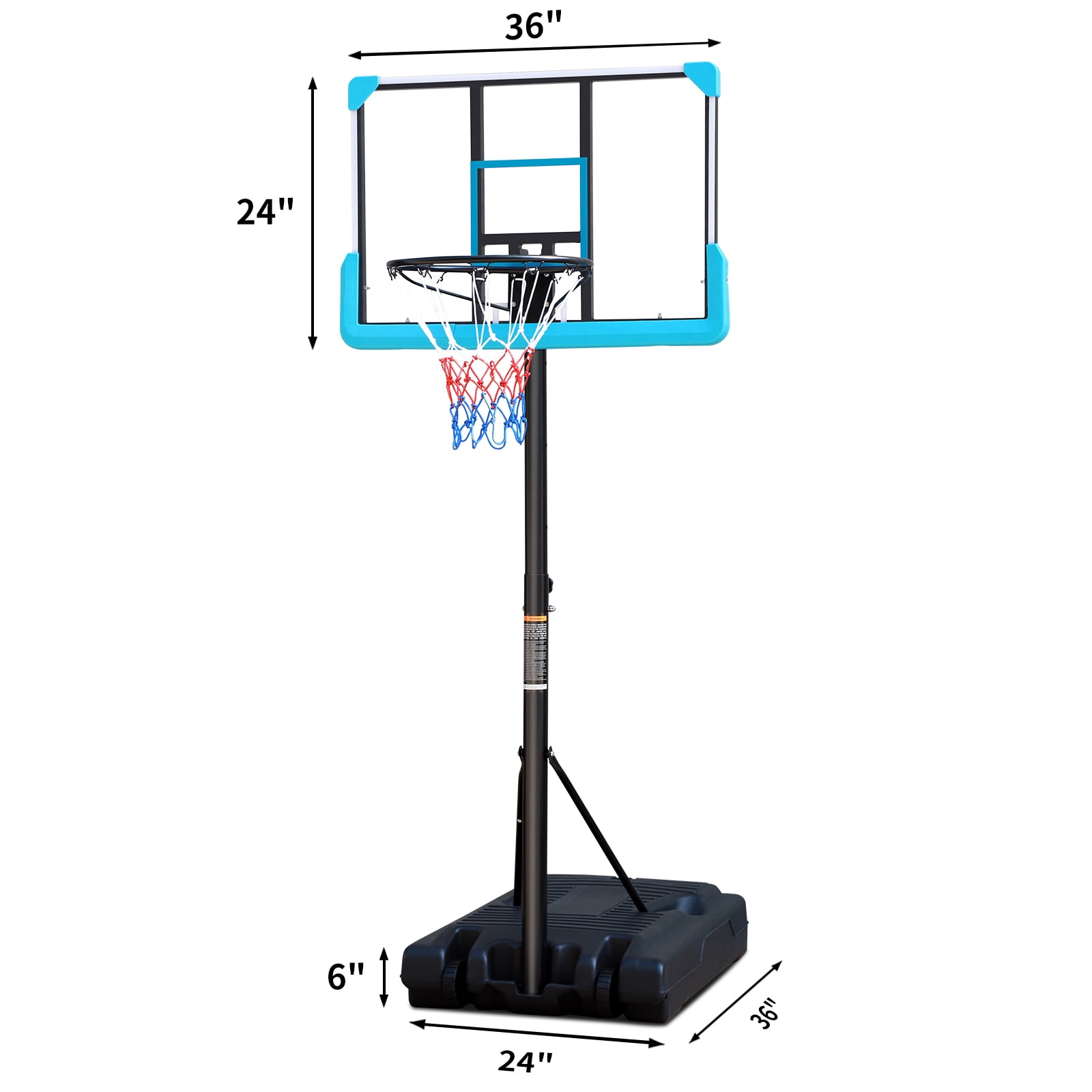 Aukfa Portable Basketball Hoop Adjustable Height 4ft - 6.5ft Backboard for Kids Adults Indoor Outdoor - Blue