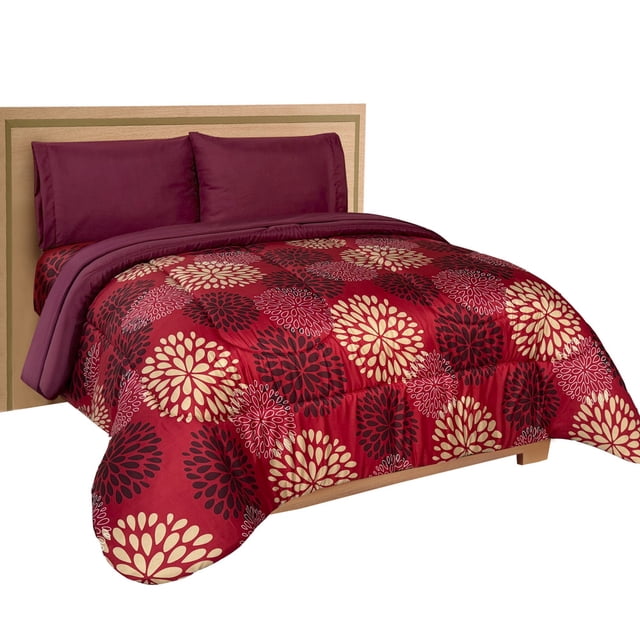 Edredón con sábanas matrimonial Microfibra Arezzo Rojo