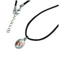 thumbnail image 2 of Christmas Holiday New Fawn Deer and Santa Antiqued Oval Charm Pendant with Black Satin Cord, 2 of 4