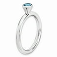 thumbnail image 3 of High 4mm Round Blue Topaz Sterling Silver Ring, 3 of 8