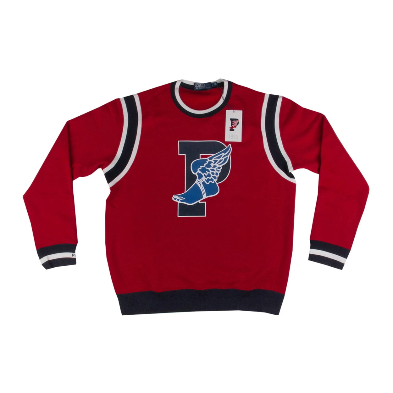 Polo Mens 1992 Stadium Collection P-Wing CrewNeck Sweater Red/Blue