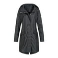 thumbnail image 2 of Chaqueta ligera para mujer Impermeable impermeable con capucha Gabardina Otoño Invierno Negro Colcomx  Chaquetas de mujer, 2 of 4