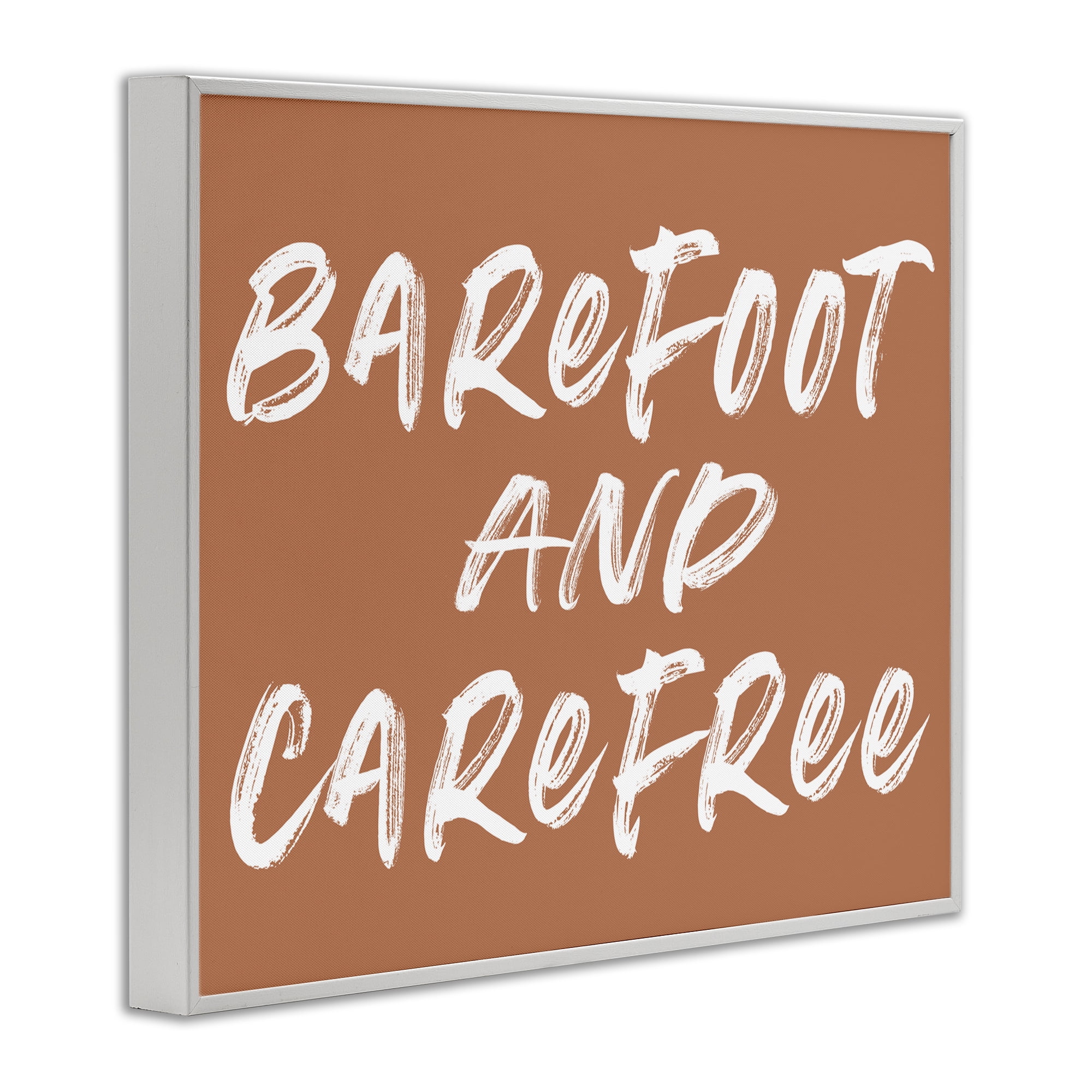 Barefoot & Carefree Brown White Framed Giclee Art, design by Lettered and Lined