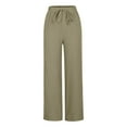 thumbnail image 5 of LEBONYARD Womens Plus Size Clearance $5,Women's Wide Leg Knit Cargo Pants,Women's Summer Solid Elastic Waist Cotton Linen Casual Wide Leg Pants Khaki XL, 5 of 9