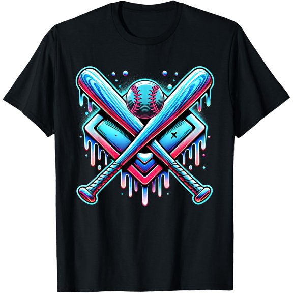 Baseball Dripping Ice Cream Drip Youth Boys Baseball T-Shirt Unisex S-5XL Hot Trending Shirt, Vintage Birthday Gift