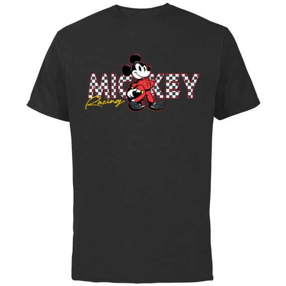 Disney Mickey Mouse Racing Mickey & Friends Race Car Drivers - Short Sleeve Cotton T-Shirt for Adults - Customized-Black