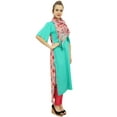 thumbnail image 6 of Bimba Women's Rayon Green Kurti Asymmetrical Hem Designer Kurta With Scarf - 22, 6 of 9