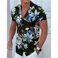 thumbnail image 3 of Camisa hawaiana con estampado de hojas florales para hombre, camisas hawaianas con estampado de plantas coloridas en 3D, blusas holgadas y transpirables con solapa, mangas cortas, 3 of 5