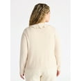 thumbnail image 4 of Terra & Sky Women’s Plus Tie Front Ruffle Cardigan Sweater, Sizes 0X-5X, 4 of 5
