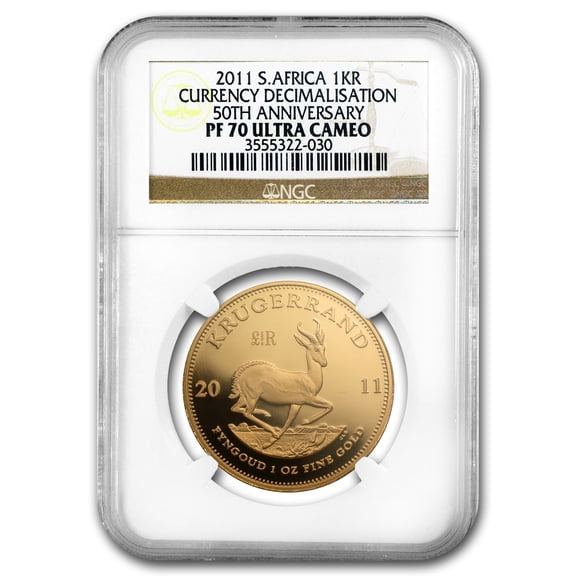 2011 South Africa 1 oz Gold Krugerrand PF-70 NGC (Decimalisation)