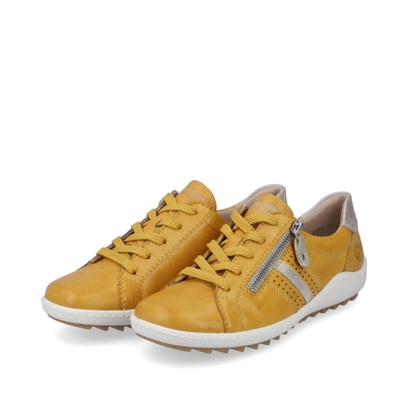 Remonte Women's R1432-68 Liv Yellow Side-Zip Comfortable Lace-Up Sneakers, Size EU 41