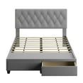 thumbnail image 4 of Boyd Sleep Salerno Linen Upholstered Tufted Platform Storage Bed Frame, Full, Gray, 4 of 11