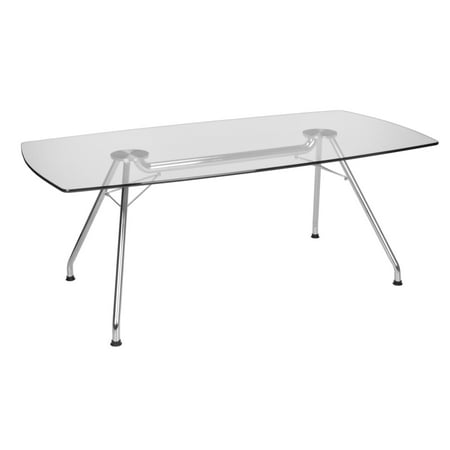 OFM Model GT3977 39" x 77" Conference Table with Glass Top and Steel Base