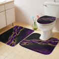 thumbnail image 2 of Marble Black Bath Mat 3 Piece Bathroom Rug Set, Purple Gold Art Abstract Vintage Farmhouse Non Slip Bath Rug Contour Mat and Toilet Lid Cover, Absorbent Shower Mats Soft Bath Rugs and Mats Sets, 2 of 8