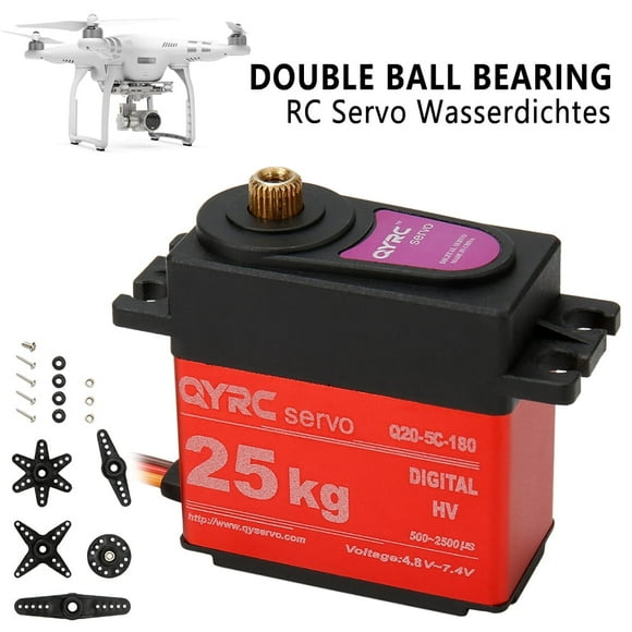 Servo Numérique Standard à Engrenages Entièrement Métalliques avec Couple Élevé de 25 kg, Boîtier en Aluminium pour Voiture RC Robot, Roulement à Billes double, Servo RC, Déchets
