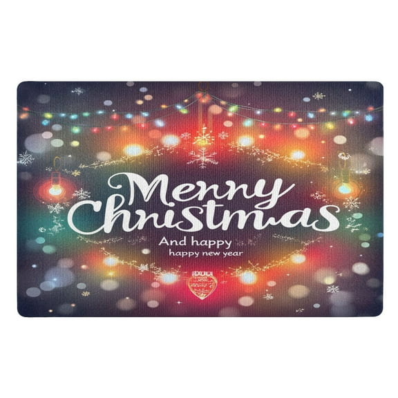 ALAZA Christmas Lights Atmosphere Door Mat Outdoor Indoor Entrance Low Profile Floor Rugs 32"x20"